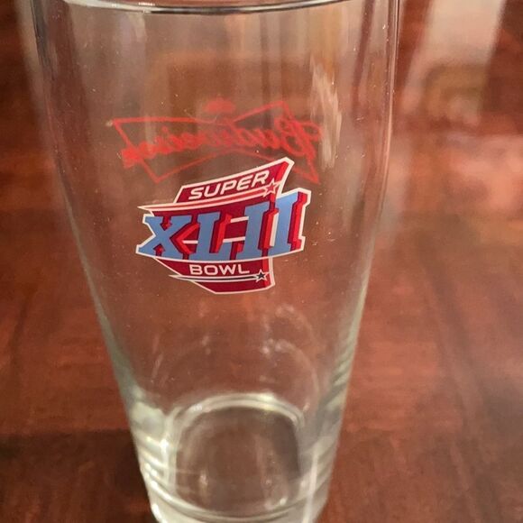 Budweiser NFL 42nd Super Bowl Football Bar Beer Glass XLII - Picture 2 of 6